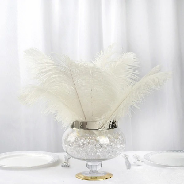 12 pcs 13-15″ long Ivory Genuine Ostrich FEATHERS Wedding Party Centerpieces