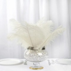 12 pcs 13-15″ long Ivory Genuine Ostrich FEATHERS Wedding Party Centerpieces