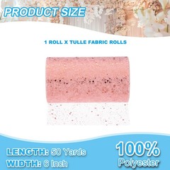 Tulle Fabric Rolls 6″ by 50 Yards Fabric Spool Tulle for DIY, Rose Gold