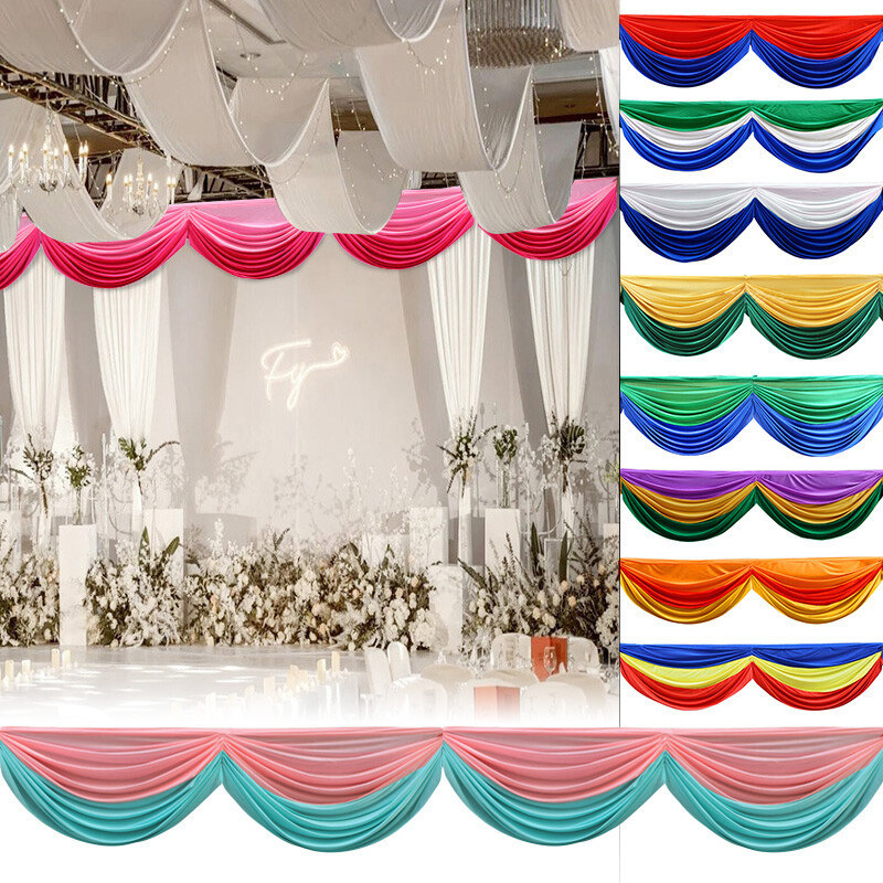 1/2m Detachable Gauze Curtain Swag for Wedding Church Stair Handrail Decoration