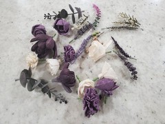 Plum Wedding Cake Flowers Purple Cream Sola Wood Wildflower DIY Topper Decor