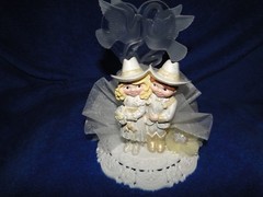 New Western Cowgirl Cowboy Couple Wedding Cake topper with Kissing Doves