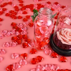 Red＆Pink Acrylic Heart Ornaments Translucent Hearts Shaped Gems 70 Red ＆ Pink