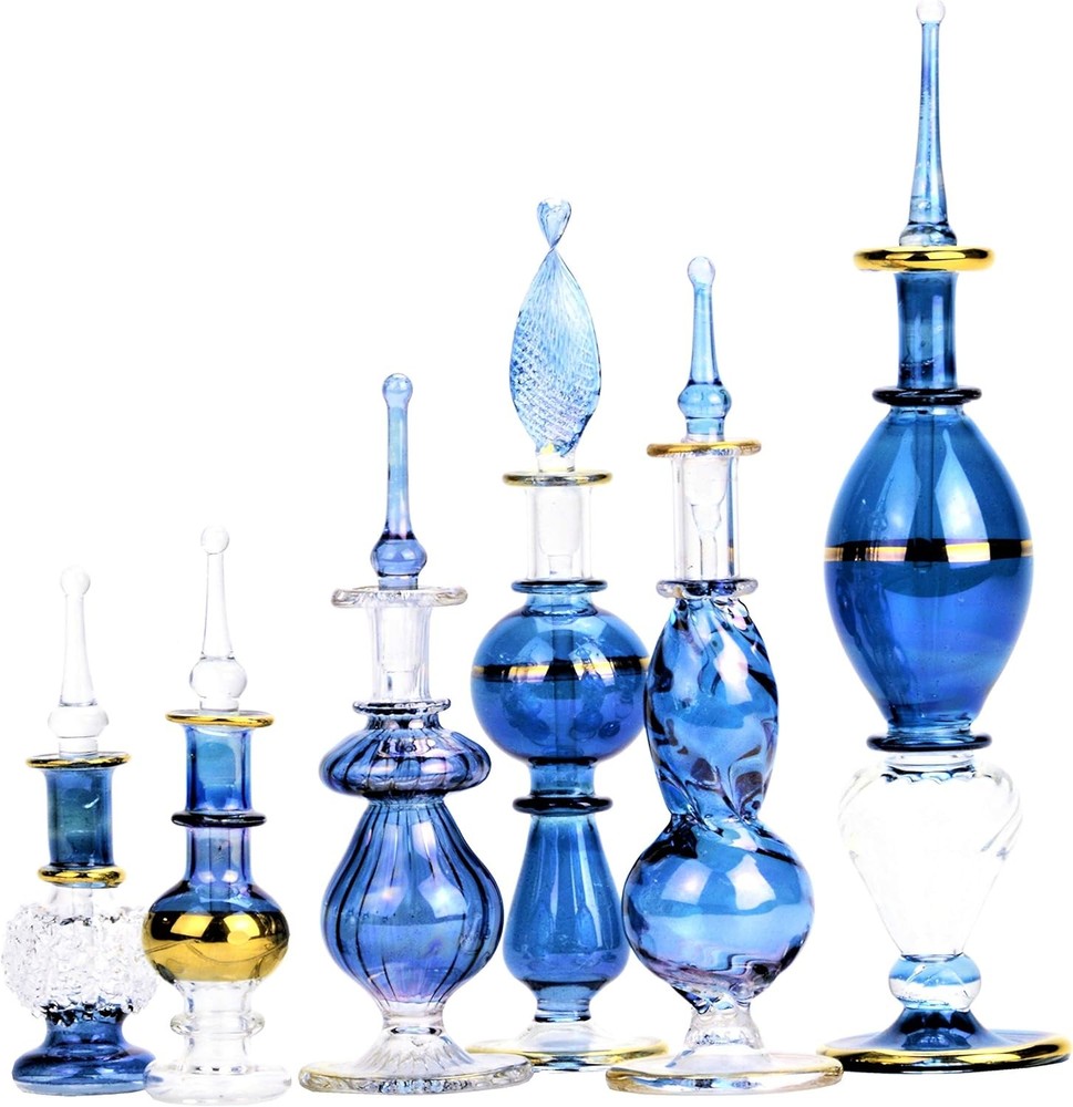 NileCart Egyptian Perfume Bottles All blue 2-5 in Collection Set of 6 Blue
