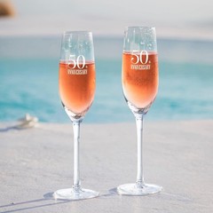 50th Anniversary Champagne Flutes for 2 Count (Pack of 1),