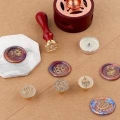 Mystical Drawing Wax Seal Set, 4 Removable Wax Seal Stamp Brass Head 1 Handle