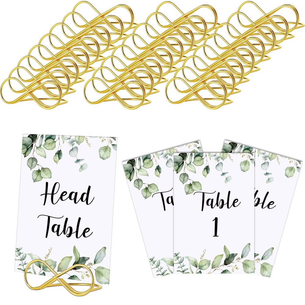 Marspark 26 Pieces Wedding Table Numbers with 26 Gold Holders Black