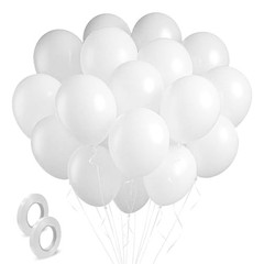 Balloons Latex Birthday Decorations 100 Pack Round Ballons for 12 inch White