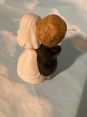Vintage Bride and Groom Wedding Cake Topper Figurine with Bouquet-USED