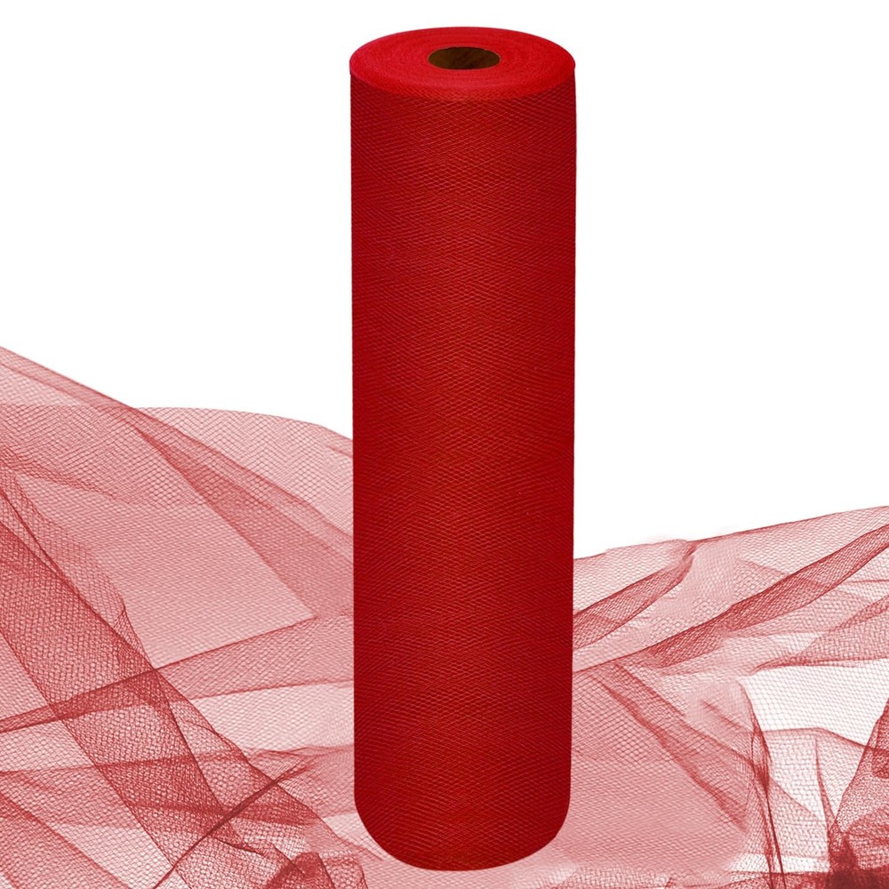 Red Tulle Fabric Rolls 54 Inch by 10 Yards Fabric Tulle Bolt for Wedding Christm