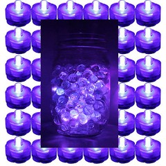 PURPLE 48 Pack ~ Submersible Waterproof Battery LED Tea Light ~ Wedding Decorati