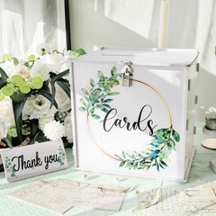 White Wedding Card with Lock & Slot, PVC Gift Card for Wedding Reception, Euc…