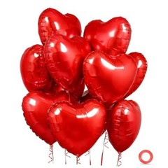 Heart Shaped Foil Balloons – 15 Pack 18 Inch for Valentine’s Day, Birthday, Red
