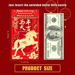 Chinese New Year Red Envelopes, Lunar 6.69 X 3.54 Inches,
