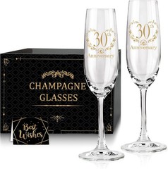 30th Anniversary Champagne Flutes, 2 Count (Pack of 1), anniversary
