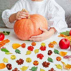 100PCS Acrylic Leaves Mini Pumpkins Acorns Maple Leaves Acrylic Fall