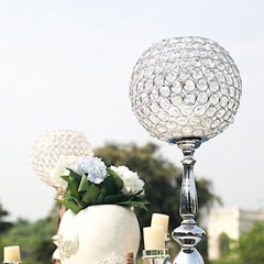 30″ tall Metallic Crystal Beaded Goblet Candle Holder Wedding Centerpieces SALE