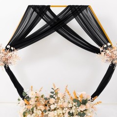 MLMC Black Wedding Arch Draping Fabric 4 Panels 29″ x 20 FT Extra Long Gauze …