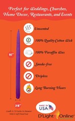D’Light Online Dlight Online Elegant 10 Unscented Lavender Taper Candles