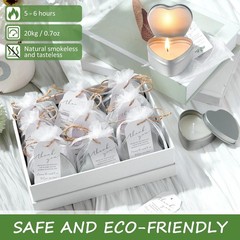 30 Sets Wedding Candle Favors – Heart Shaped Unscented Tea Lights with Gift Bags