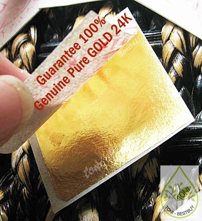 50pcs.Real Pure 24K Edible Genuine Gold Leaf for Decorate Cake Food Artist Lover