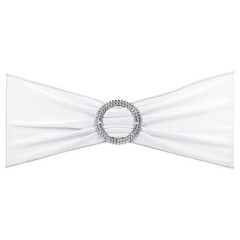 10Pcs 14″x5″ Stretch Chair Sashes Bows Chair Bands Sash with Buckle White