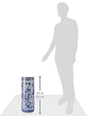 24″ Blue & White Extra Tall Waterproof Porcelain Entry Hallway Umbrella Stand