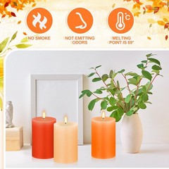 Conelist Set Of 6 Gradient Orange Small Pillar Candles 2 X 3 Inch Unscented