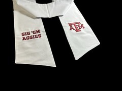 Texas A&M University Cotton Wreath Sash (2 Logos) 35k Stitch