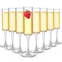 Set of 8 Acrylic Champagne Flutes, 6 Oz Unbreakable Champagne Glasses