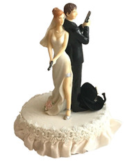 I’ve Got Your Back Western Wedding Cake Top, Ivory with Black Cowboy Hat