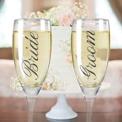 Bride and Groom Champagne Glasses Set of 2 – 6 oz – #6049