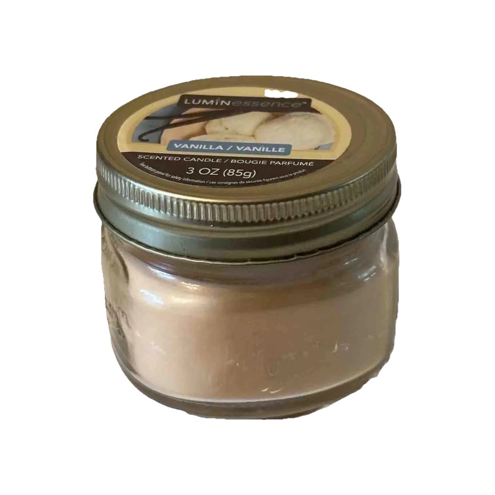 Luminessence Vanilla Scented Mason Jar Candle 3 oz. Screw On lid Brand New