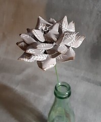 Handmade Paper Flower on stem (Gray Pattern No.5) for Wedding, St. Valentine’s