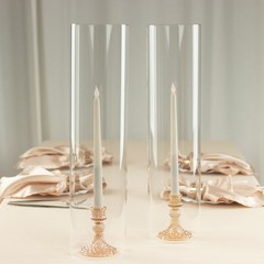 2 CLEAR 20″ Cylinder Glass Hurricane CANDLE HOLDER SHADES Party Home Decorations