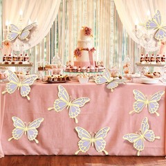 12 Large 3D Butterflies, Party Hanging Decor, Wedding Table Centerpiece, Purple