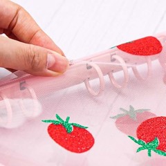 Zipper Binder Clear Refillable Notebook Shell Cute Strawberry Lace A6 Pink