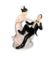 Porcelain Ceramic Wedding Cake Topper Bride Groom Funny Comical Reception Decor