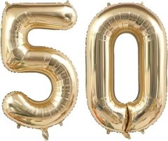 50 Balloon Number, 40 Inch Light Gold 50 Balloon Numbers, 50th Number 50