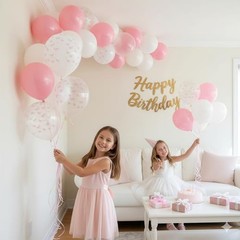Pink Bow Balloons, 12 Inch Pastel Light Pink 12 inch 35pcs Pink White