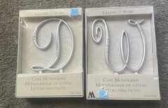 LILLIAN ROSE CAKE MONOGRAM LETTERS-D/W WEDDING CAKE TOPPER’ NEW-FREE SHIP