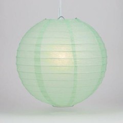 4″ Cool Mint Green Round Paper Lantern, Even Ribbing Decoration (10 Pack)