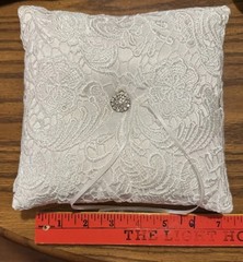 Ring Bearer Pillow By Celebrate-It ~7×7 Inches White Lace Wedding MAR26