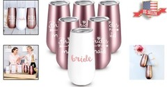 Chic 6 oz Bride Tribe Champagne Flute Set – Stainless Steel Tumblers (Pack of 6)