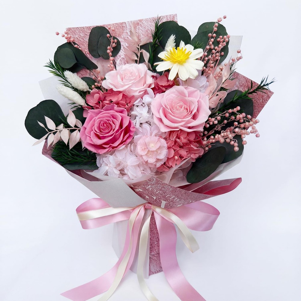 Valentines Day Gifts Pink Preserved Rose Fresh Flower Bouquet Romantic