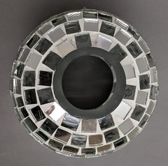 Candle Holder 5.5″D 11.5″Hi Set/2 Nickel Plated Mirror Mosaic Shade FREE SHIPING