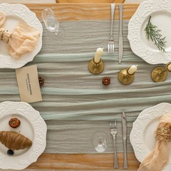 Sage Green Table Runner Cheesecloth 120 Inch 10 Ft Rustic Boho Cheese Cloth