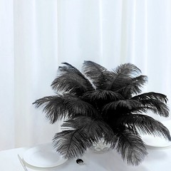 12 pcs 13-15″ long Black Genuine Ostrich FEATHERS Wedding Party Centerpieces