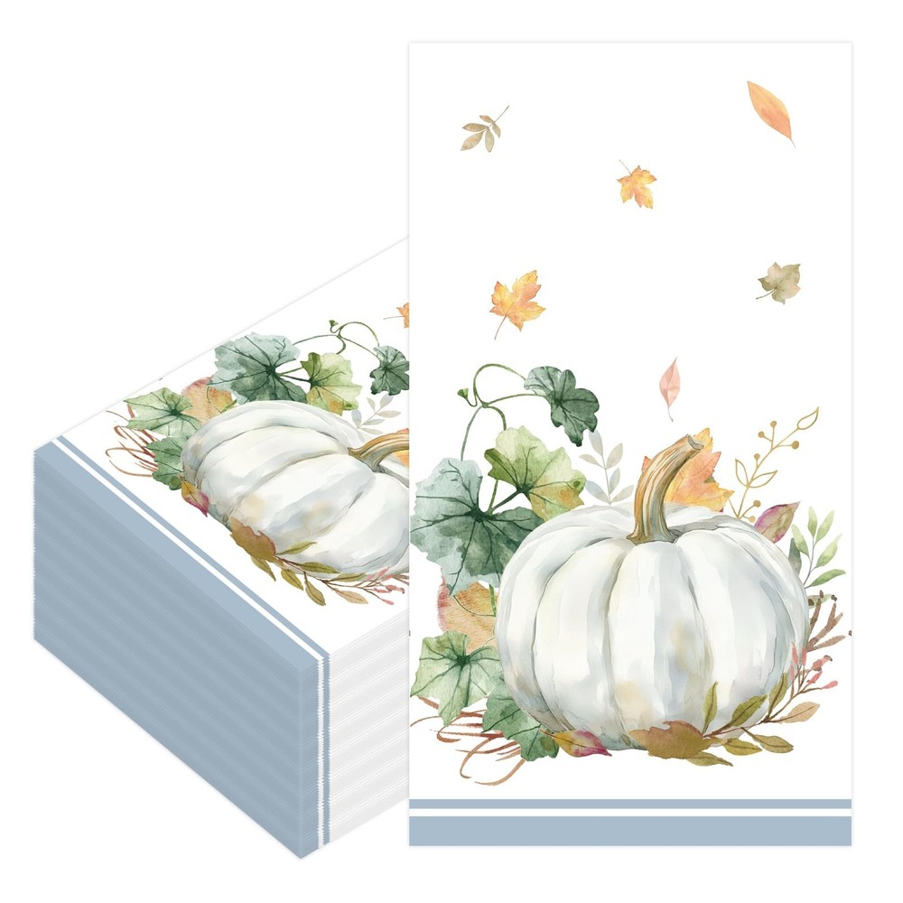 100 Pcs Fall Paper Napkins, 3-Ply Pumpkin Maple Leaves Guest Dinner Hand Towe…