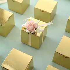 100 pcs Gold FAVOR BOXES 3″x3″ Wedding Party Home Decorations GIFT Supply SALE